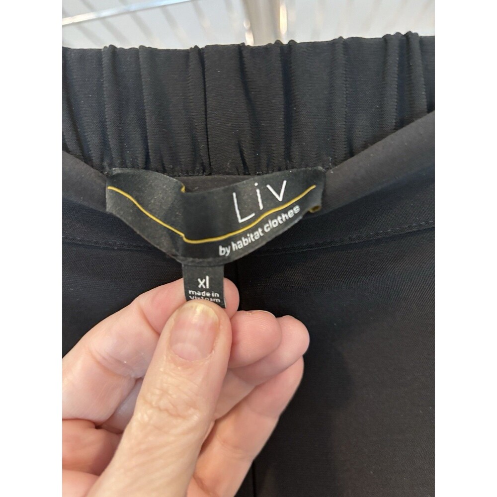 Liv By Habitat Pants XL Artsy Slinky Travel Knit Pull On Pocket Black Ruched - Picture 4 of 9